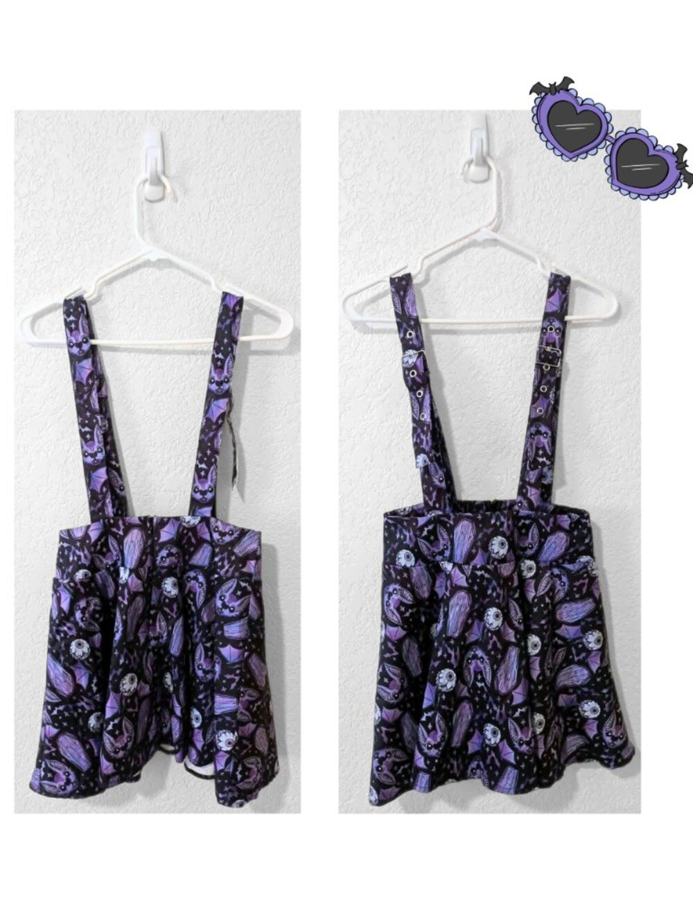 Pastel Goth Bat Coffin Suspender Skirt Jumper Pinafore Purple Spooky Witchy S